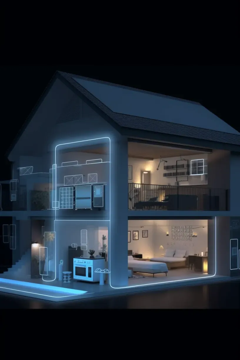 Smart home energy flow visualization showing appliance loads