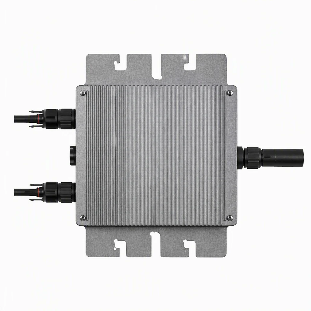 GTB 1200W grid-tie microinverter product view with MC4 connectors
